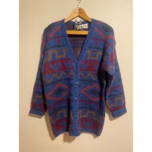 Paul Harris mohair blend long cardigan size m colorful